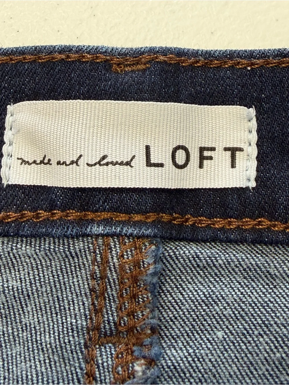 LOFT Made & Loved Dark Wash Skinny Jeans High Rise Faux Tortoise Button Hem